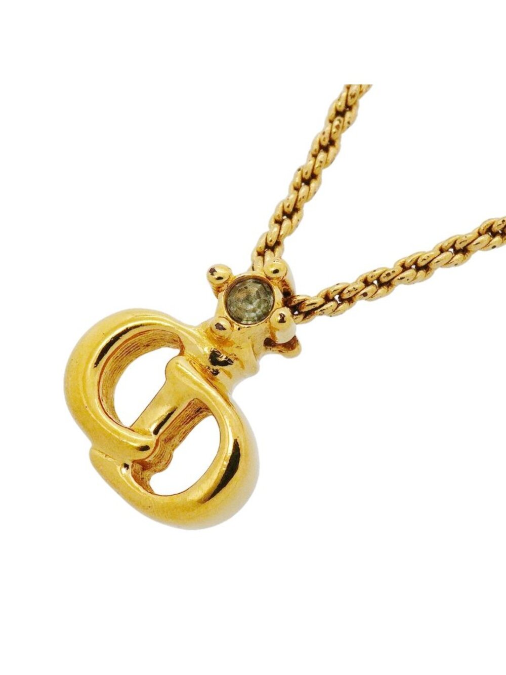 Dior Necklace CD Logo Gold Plated Rhinestone